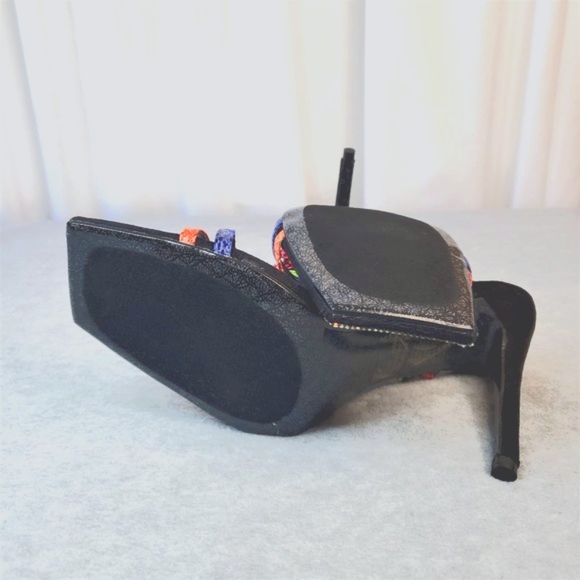 Neon Snake Square Toe Cross Strap Slingback High Heel Shoes Paradox - Picture 9 of 10